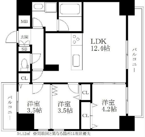 Modern palazzo博多駅東の物件間取画像